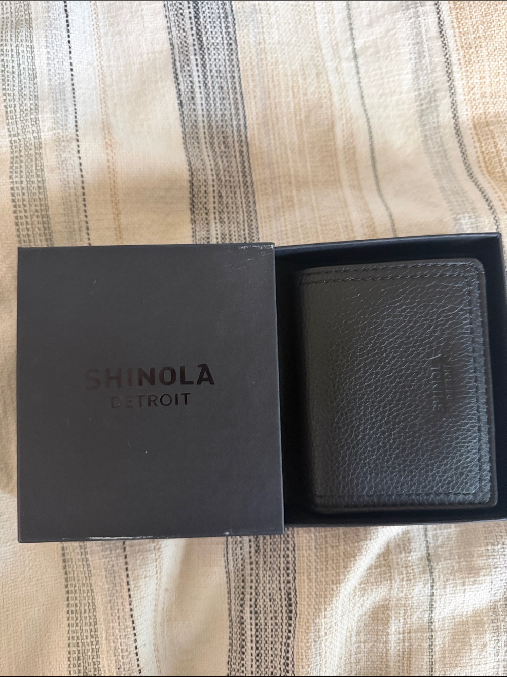 Shinola Black Leather Money Clip Wallet